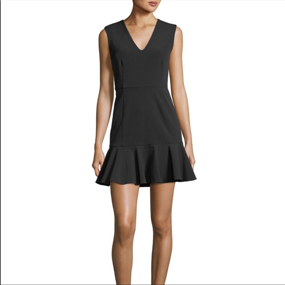 Veronica Beard scarlet v- neck flounce dress